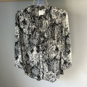 HD in Paris Anthropologie Owl Black White Blouse